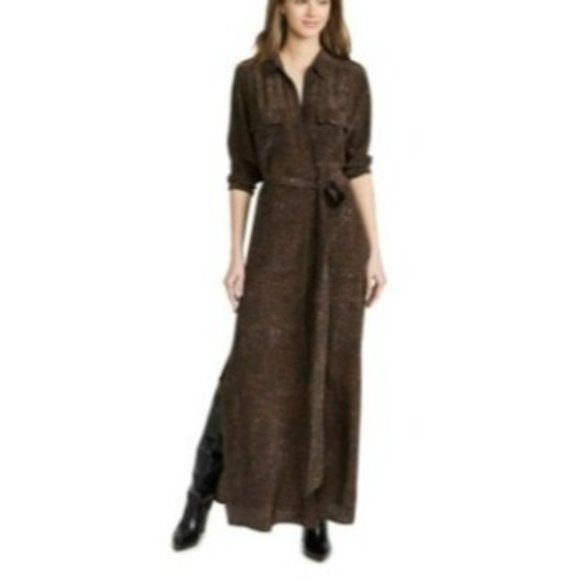 L'AGENCE Dresses & Skirts - L'Agence Cameron Long Shirt Dress Brown Croc XS